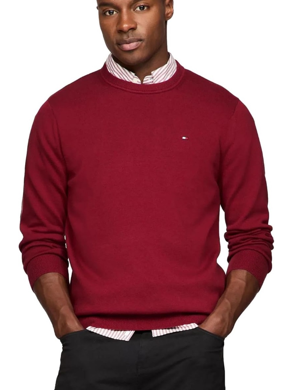 Tommy Hilfiger Men's Crewneck Sweater in Maroon